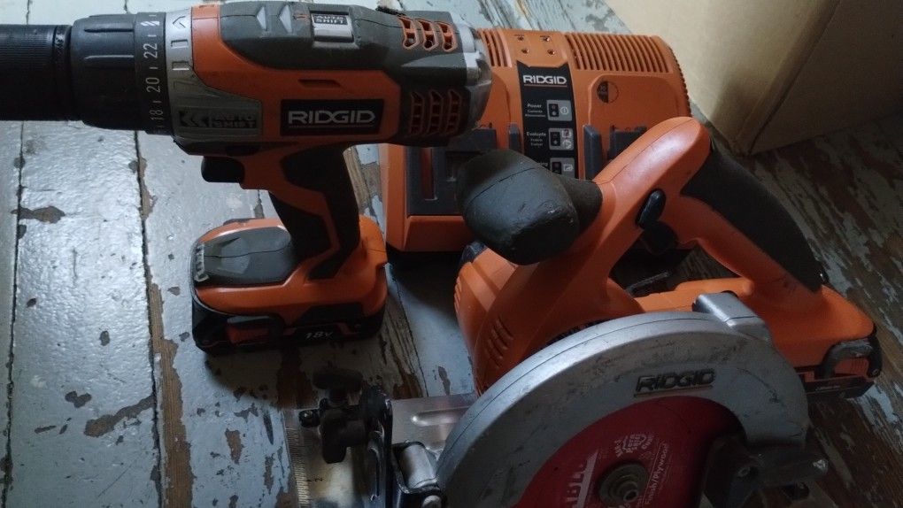 Ridgid Power Tools For Sale Hammer Drill Saw Double Charger And Battery No Issues At All