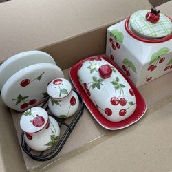 Cherry Patterned Kitchen Items  