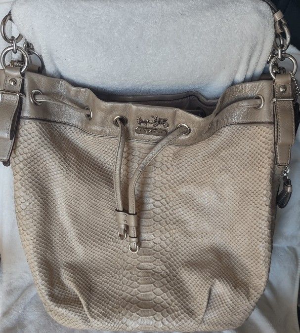 Vintage Coach Madison Python Snakeskin drawstring bag.