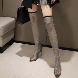 Rhinestone Over The Knee Heels