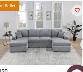 Sectional With 2 Chaise In Corduroy Fabric $500 New In Box