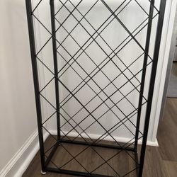Black Metal & Glass Wine Stand