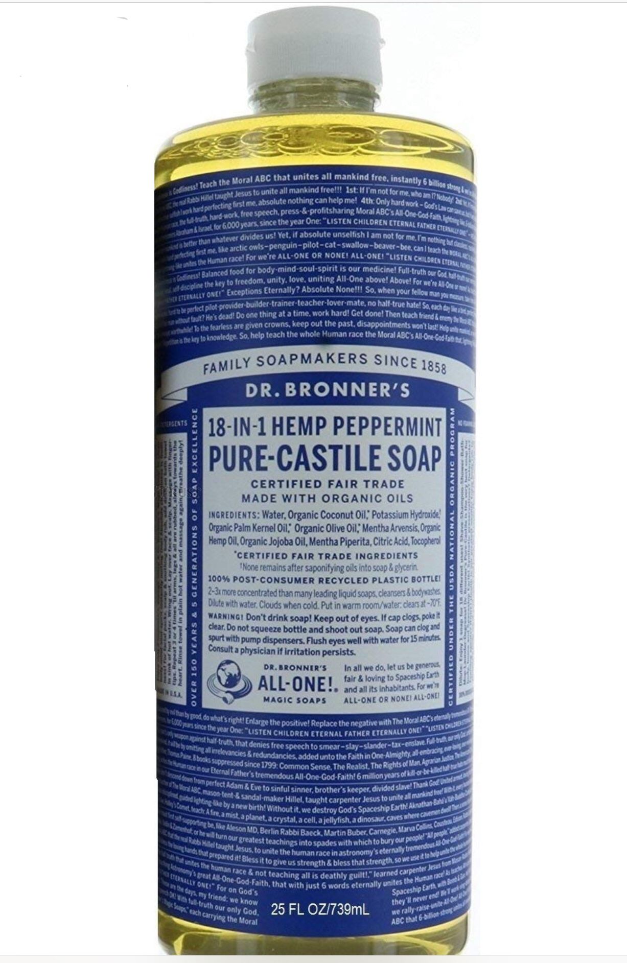 Dr. Bronner’s Pure-Castile Liquid Soap - Peppermint 25 oz.