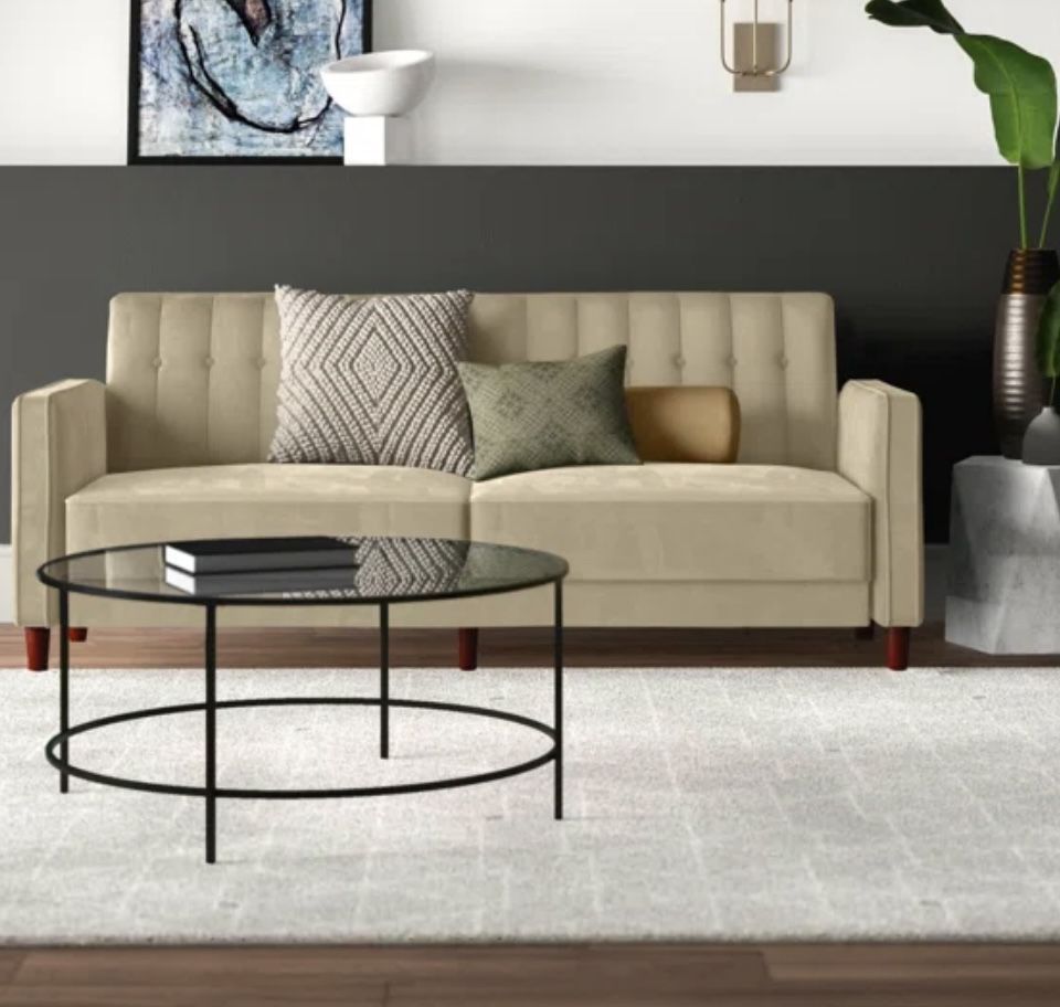 Perdue 81.5” Velvet Square Arm Convertible Sofa