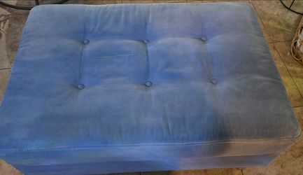 Blue Tufted Storage Ottoman