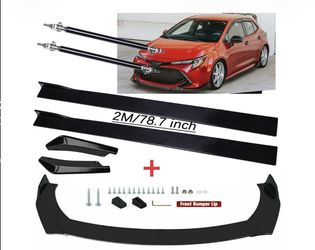 Front Bumper Lip Spoiler kit + 78.7" Side Skirts For Toyota Corolla Hatchback
