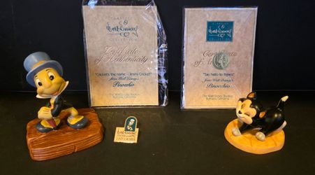 WDCC Pinocchio Jiminy Cricket & Figaro Figurines with COAs