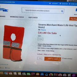 STEARNS MERCHANT MATE l LIFE VEST TYPE l PFD VESTS MARINE CHILD Under 90 LBS New