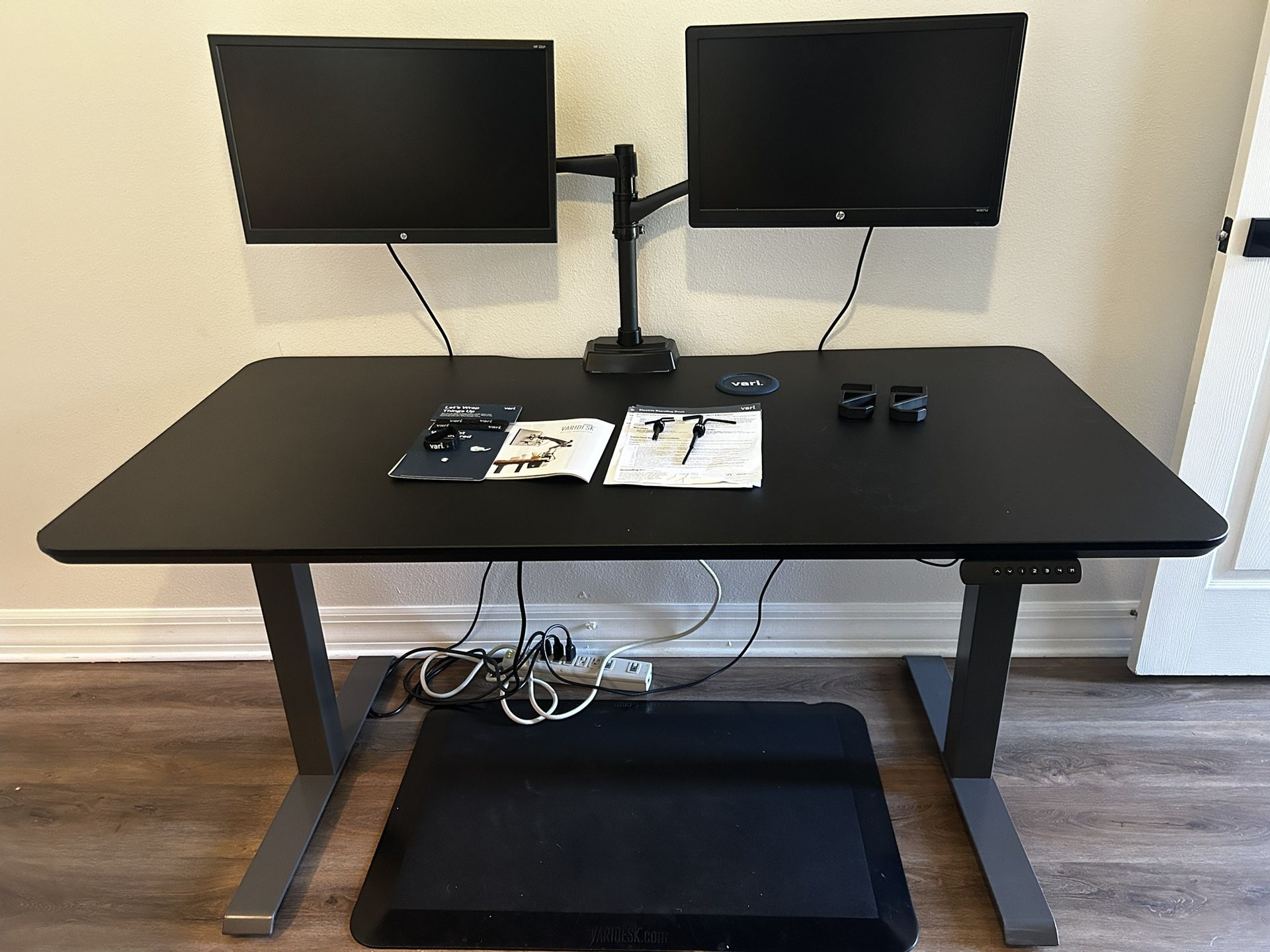 VariDesk 60x30 with Monitor Arms & Accessories