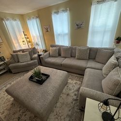 Sectional, Double Chair, And Ottoman
