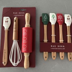 Rae Dunn Mini Christmas Baking Set lot Whisk Rolling Pin Spatula