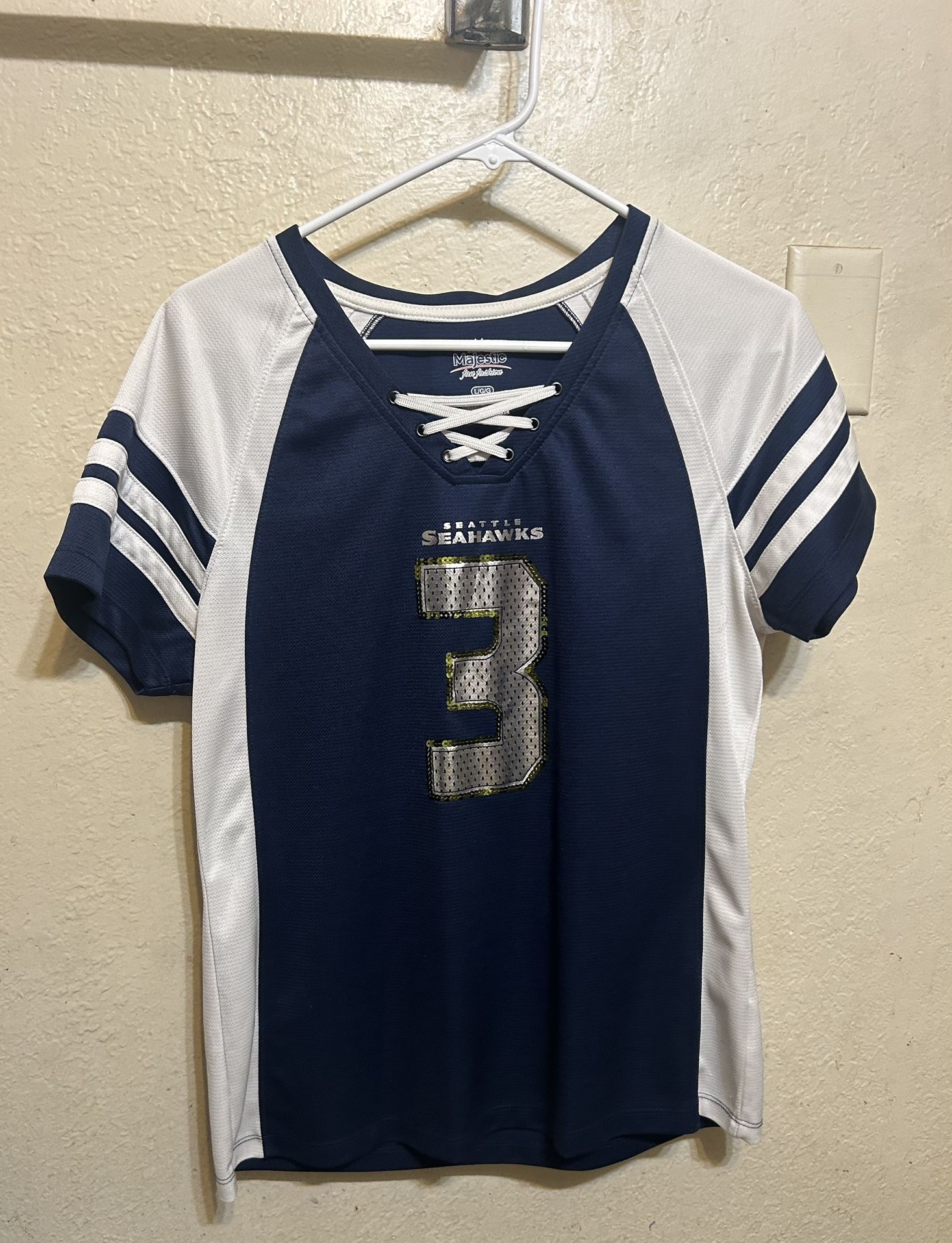 Seattle Seahawks #3 Wilson L Ladies Polyester Lace Up Jersey