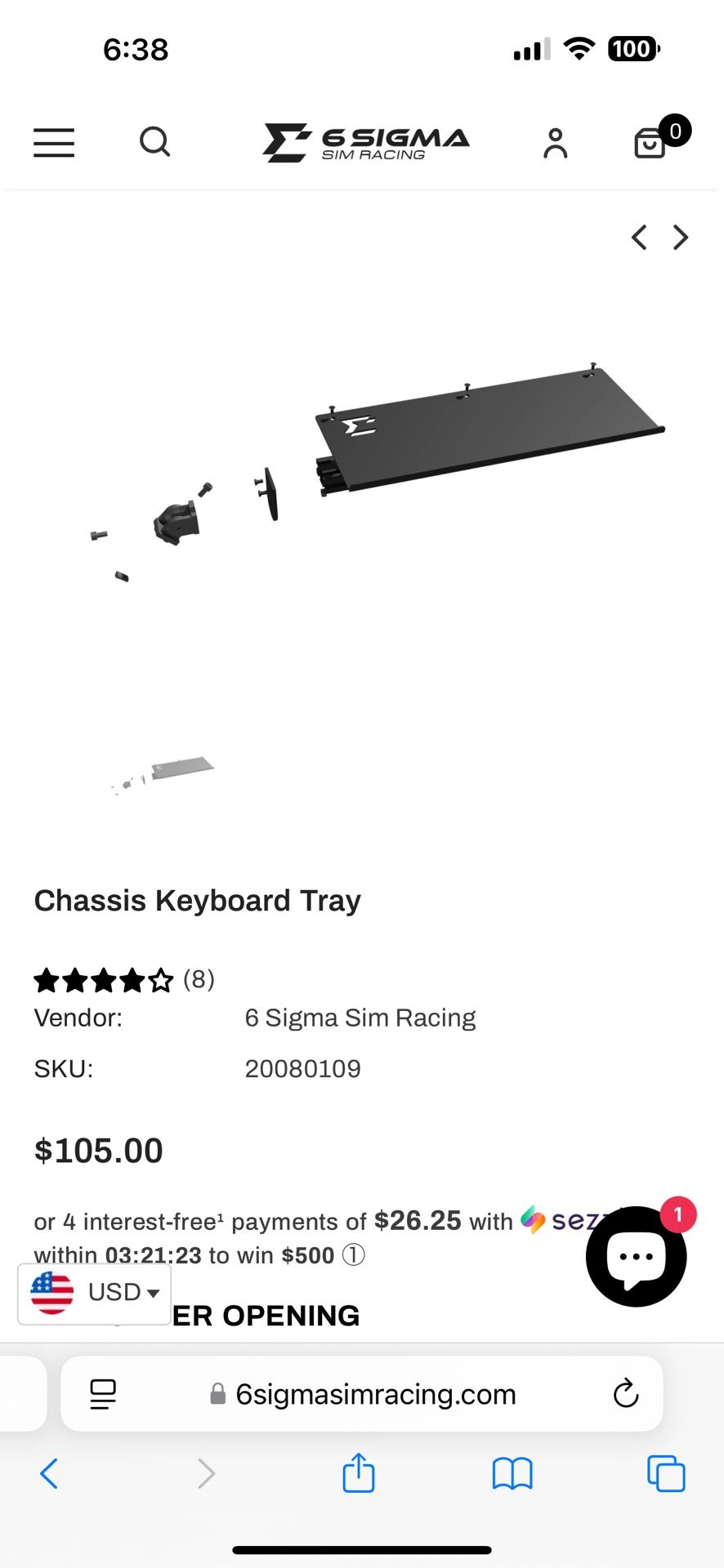 6 Sigma Sim Racing Keyboard Tray