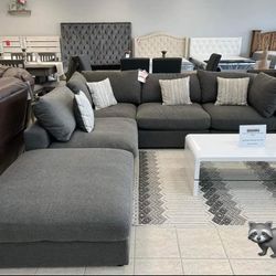 Serene 4 Pcs Modular Charcoal Sectional with OTTOMAN Finance and Delivery Available 