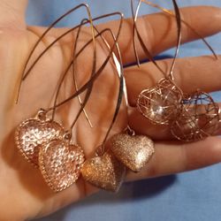 Three Pair Of Fashion Heart Earrings 