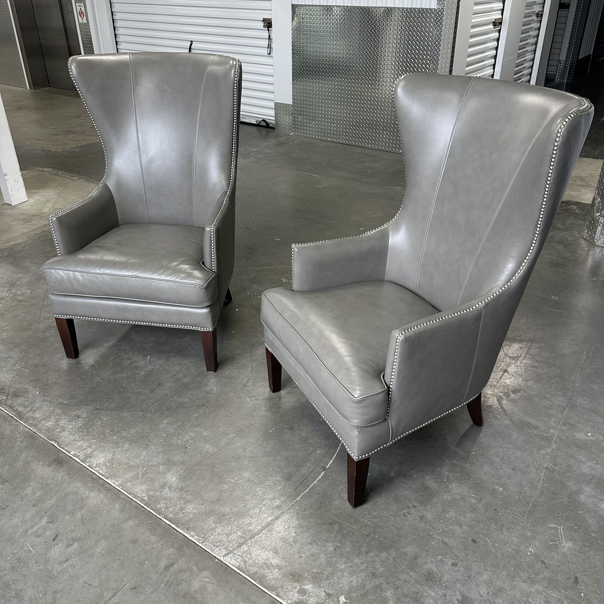 Bassett Leather Wingback Chairs -Delivery Available