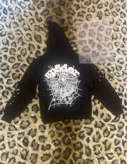 1 of 1 black and white Sp5der hoodie