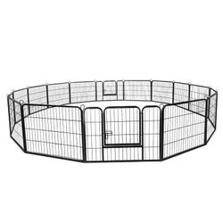 24"H Heavy Duty Metal Pet Dog Playpen Kennel Fence, 16 Panels