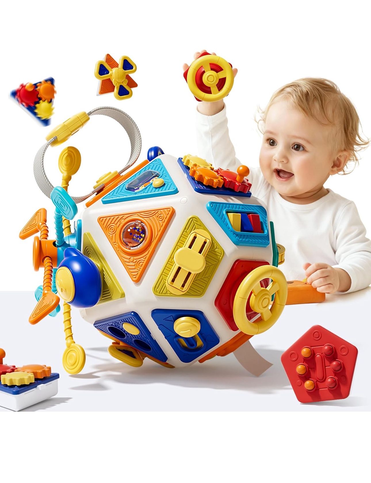 New-22 in 1 Montessori Busy Board, Toddler Activity Cube Toys, Early Education Toys for Baby, Travel Sensory Toy for 1 2 3 Years Old Kids Boys & Girls