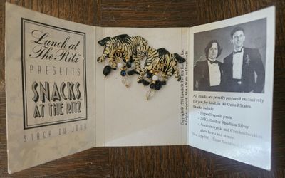 Vintage Zebra Pierced Earrings - Lunch At the Ritz Collection "Zebra Kabobs"
