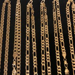 22”-30” 14k Gold Plated Figaro Link Chain Necklaces 