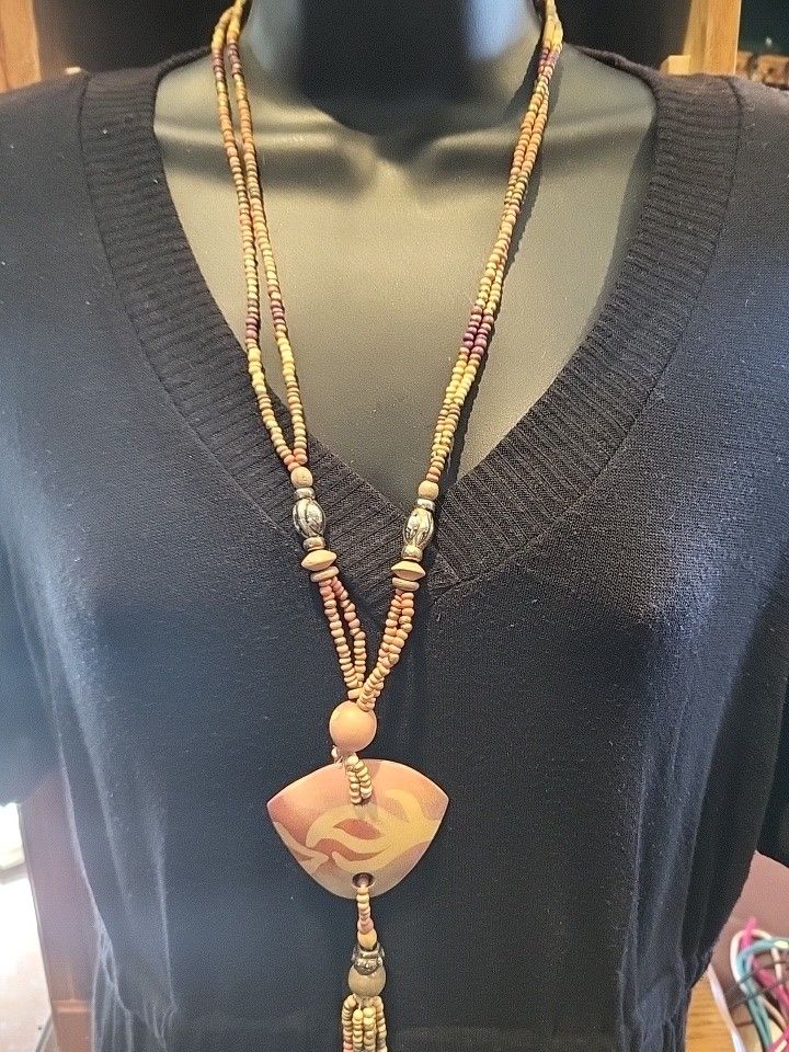 Necklace Beaded Earthtones