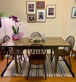 Rustic Wood Dining Table with 4 Chairs