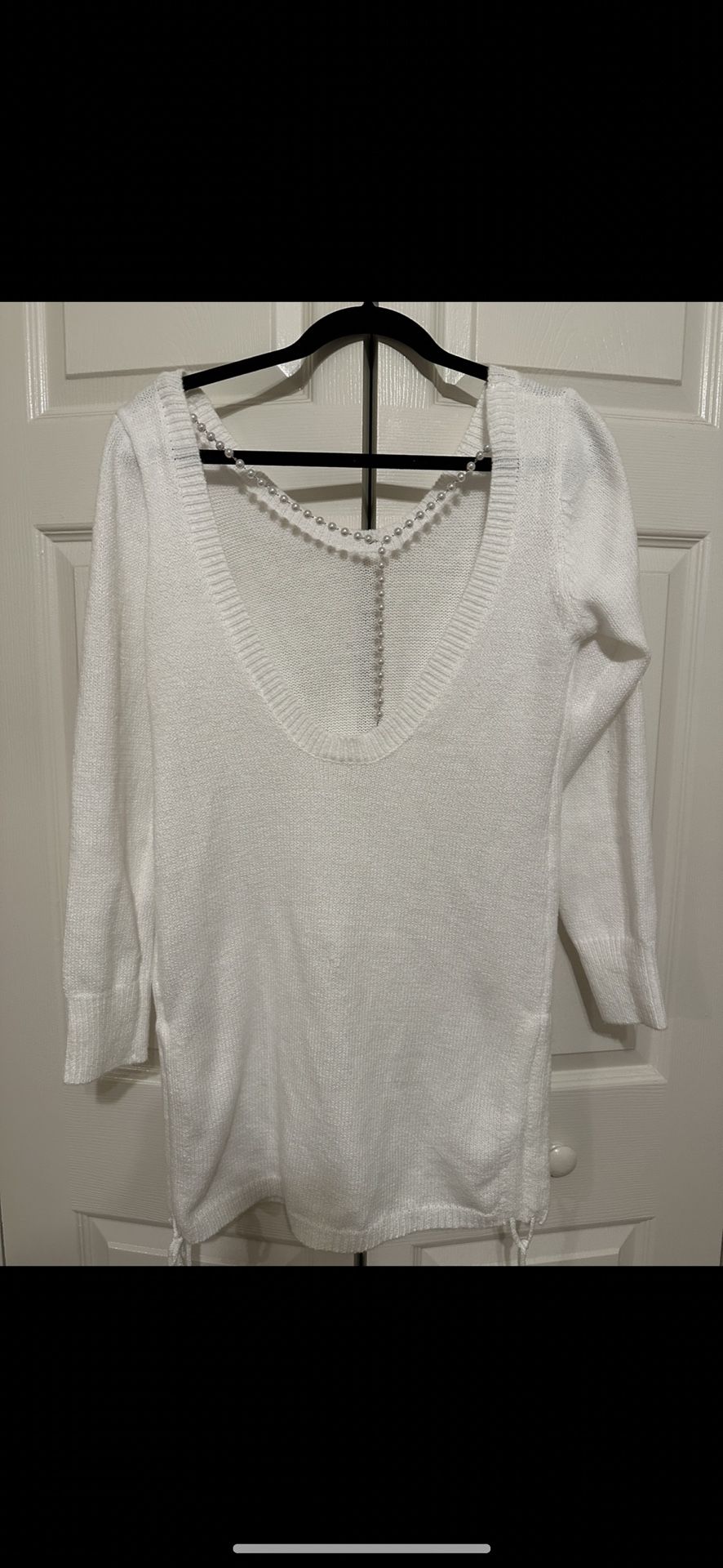 pearl back sweater dress