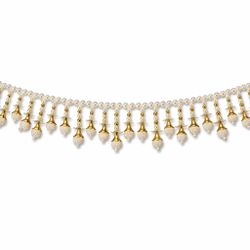 Traditional Indian Gold & White Bead Chain with Ornaments for Door - 3 Feet