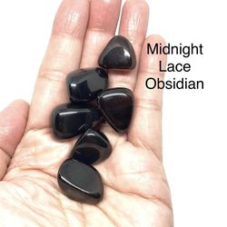 Midnight Lace Obsidian Tumbled Stones from Russia 6pcs 36g Total RARE