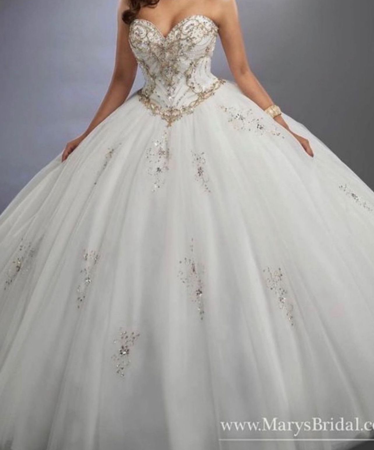 White Wedding/Quinceañera/ Cotillion/Sweet 16/Prom/ball gown dress for $250 or OBO from Mary’s Boutique