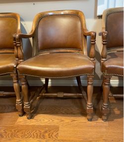 Vintage Mid Century Leather Banker / Library Armchairs