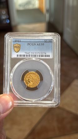 AU55 1911 gold Indian head coin