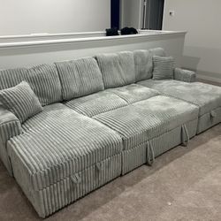 Brand New Super Plush Corduoy Pullout Sectional Set 