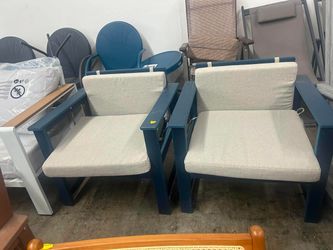 Outdoor HDPE Patio Sofas, Set of 2, Closeout, Weatherproof (Navy Blue)