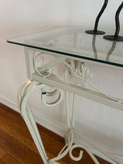 iron entry table w glass top