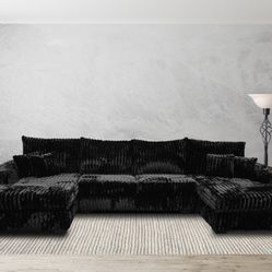 New Double Chase Black Sectional With Free Delivery Same Day, Pay Cash On Arrival 