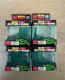 New Needoh Nee Doh Nice Ice Cube Glitter and Glow BLUE Squishy