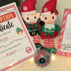 Personalized Elf With Adoption Certificate And Santa Cam Ornament With Letter From Santa