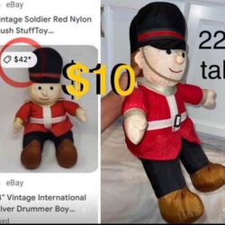 $10 Vintage Large 22” nylon soldier plush for indoor and outdoor Christmas Decor