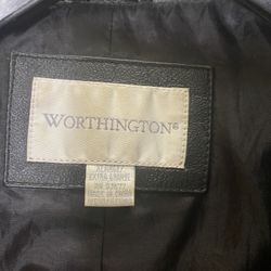 Ladies Worthington Black Leather Jacket Sz XL
