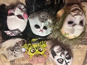 Lot of 6 Horror Halloween Latex Masks