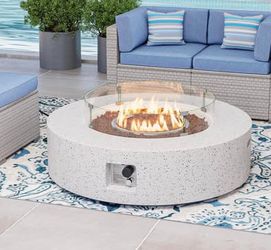 New Outdoor Propane Fire Pit Table 42”Round Base Patio Heater Stainless Steel Burner for Wind Guard