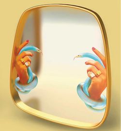Seletti x TOILETPAPER “Snakes” Gold Framed Wall Mirror
