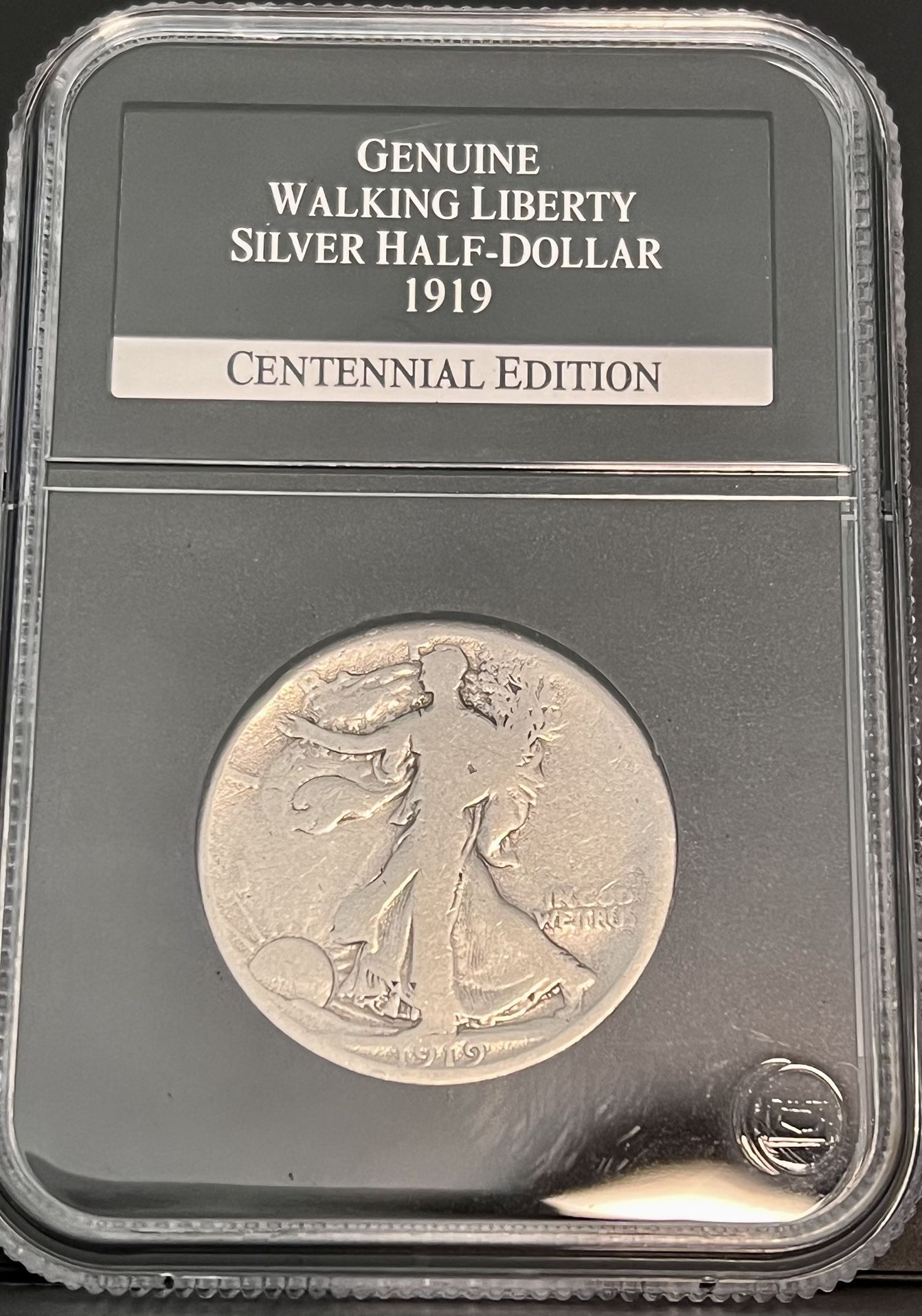 1919 D Walking Liberty Half Dollar 50c • Denver Mint • .90 Fine Silver Coin • PCS Stamps & Coins Centennial Edition Guaranteed Genuine Slab