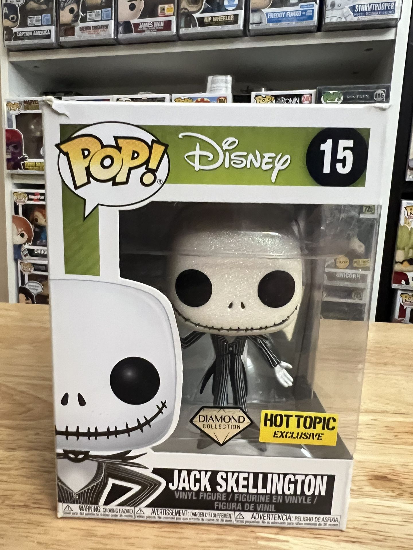 VAULTED EXCLUSIVE DIAMOND GLITTER Jack Skellington Funko Pop #15 Disney NBC Xmas