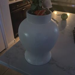 White flower vase