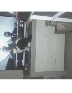 Grey and white dresser