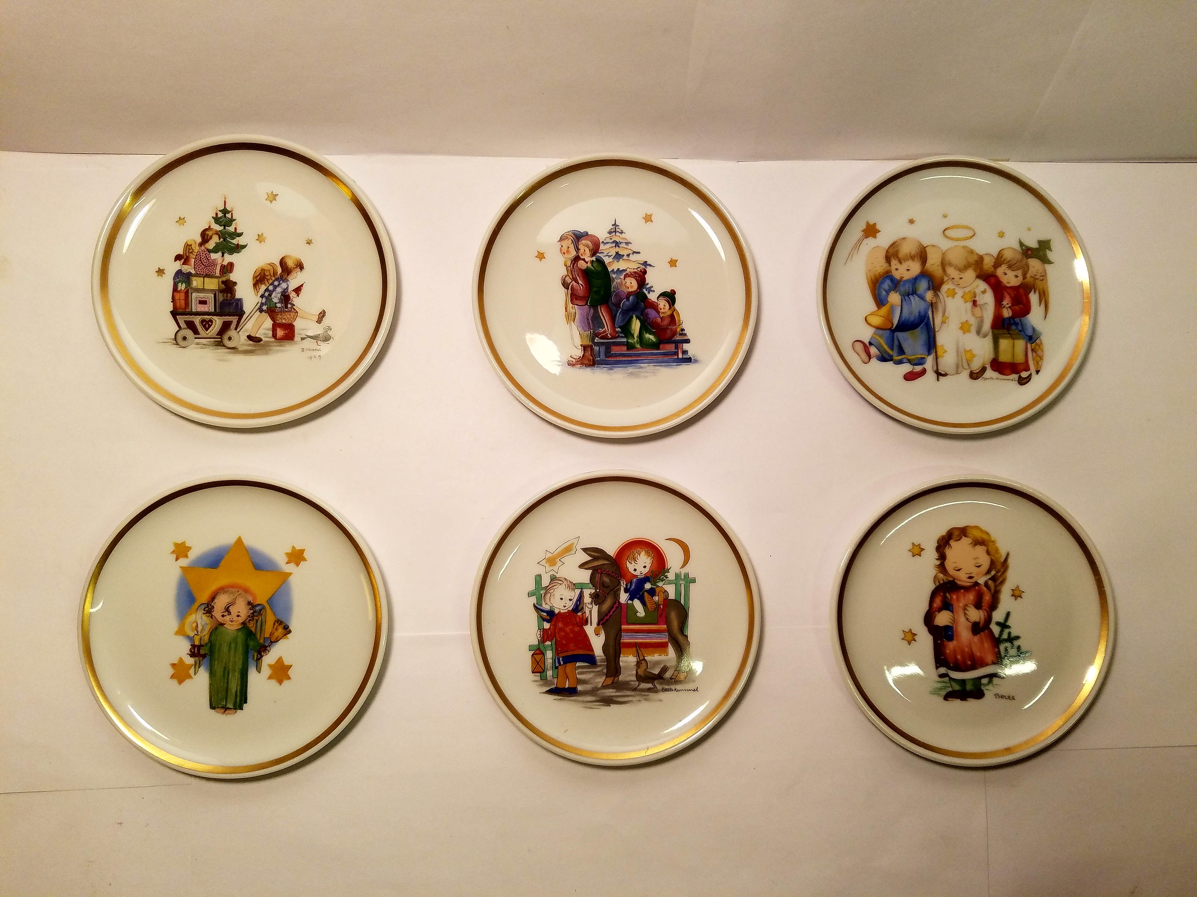 6 Gold-Rimmed Berta Hummel Museum Miniature Porcelain Plates, by New England Collectors Society - 1975-'80 - $25 for all 6!