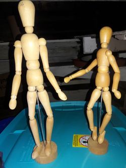 SET OF 2 WOODEN POSEABLE ART FIGURES